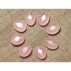 Fil 39cm 27pc env - Perles de Pierre - Jade Ovales Facettés 14x10mm Rose clair 