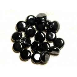 50pc - Perles Porcelaine Céramique Ronds Palets 15mm Noir