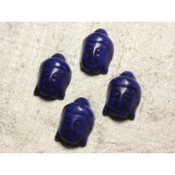 Fil 39cm 13pc env - Perles de Pierre Turquoise Synthèse Bouddha 29mm Bleu nuit 
