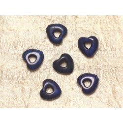 Fil 39cm 25pc env - Perles de Pierre Turquoise Synthèse Reconstituée Coeurs Pourtours 15mm Bleu nuit 