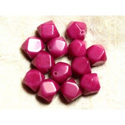Fil 39cm 25pc env - Perles de Pierre - Jade Cubes Facettés 14-15mm Rose Fuchsia 