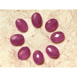 Fil 39cm 27pc env - Perles de Pierre - Jade Ovales Facettés 14x10mm Violet Rose 
