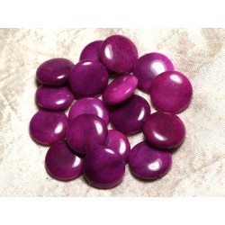 Fil 39cm 20pc env - Perles de Pierre - Jade Palets 18mm Violet Magenta 