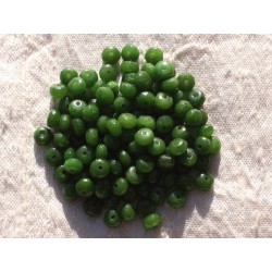 Fil 39cm 90pc env - Perles de Pierre - Jade Rondelles Facettées 6x4mm Vert Olive 