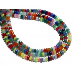 Fil 39cm 140pc env - Perles de Pierre - Jade Rondelles Facettées 4x2mm Multicolore 