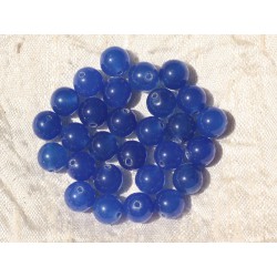 Fil 39cm 48pc env - Perles de Pierre - Jade Boules 8mm Bleu roi 