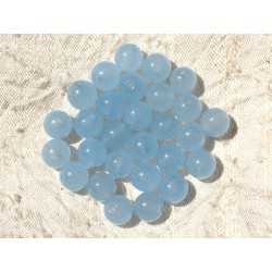 Fil 39cm 48pc env - Perles de Pierre - Jade Boules 8mm Bleu clair 