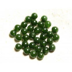 Fil 39cm 48pc env - Perles de Pierre - Jade Boules 8mm Vert Olive 
