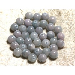 Fil 39cm 48pc env - Perles de Pierre - Jade Boules 8mm Bleu clair Rose Pastel 