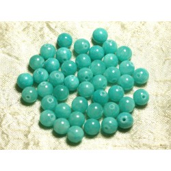 Fil 39cm 48pc env - Perles de Pierre - Jade Boules 8mm Bleu vert Turquoise 