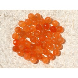 Fil 39cm 64pc env - Perles de Pierre - Jade Boules Facettées 6mm Orange 