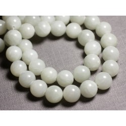 Fil 39cm 67pc env Jade Blanche et Vert Amande Boules 6mm Perles de Pierre