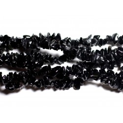 Fil 89cm 280pc env - Perles de Pierre - Obsidienne Rocailles Chips 5-10mm 
