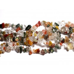 Fil 89cm 270pc env - Perles de Pierre - Quartz Multicolore Rutile Rocailles Chips 5-10mm 