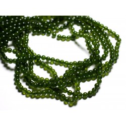 Fil 39cm - Perles de Pierre - Jade Boules 4mm Vert Olive 