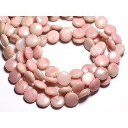 Fil 39cm - Perles de Pierre - Opale Rose Palets 14mm 