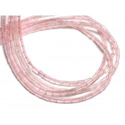1 Fil 39cm Perles de Pierre - Quartz Rose Tubes 4x2mm 