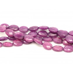 1 Fil 39cm Perles de Pierre - Jade Ovales Facettés 14x10mm Violet Rose 