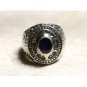 Bague Ethnique Argent massif 925 et Pierre précieuse - Saphir 7mm 