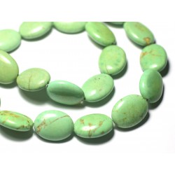Fil 39cm 18pc env - Perles de Pierre Turquoise Synthèse Ovales 20x15mm Vert 
