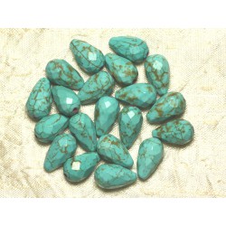 Fil 39cm 23pc env - Perles Turquoise synthèse Gouttes Facettées 16x9mm Jaune