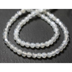 Perles de Nacre blanche irisée Boules 6mm Fil 39cm 65pc env