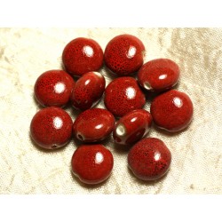 5pc - Perles Céramique Rouge Palets 14mm 4558550108630 