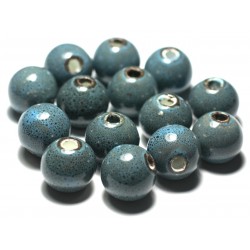 4pc - Perles Céramique Porcelaine Bleu Turquoises Boules 16mm 4558550012142 