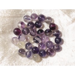 10pc - Perles de Pierre - Fluorite Rose Violette Boules 6mm 4558550036810