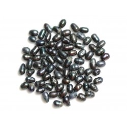 Fil 36cm 92pc env - Perles culture eau douce noires Olives 3-5mm 