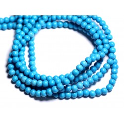 Fil 39cm 92pc env - Perles de Pierre Turquoise Synthèse Reconstituée Boules 4mm Bleu Turquoise