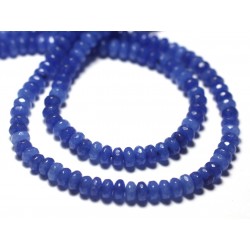 Fil 39cm 140pc env - Perles de Pierre - Jade Rondelles Facettées 4x2mm Bleu Roi 
