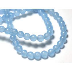 Fil 39cm 62pc env - Perles de Pierre - Jade Boules 6mm Bleu clair 