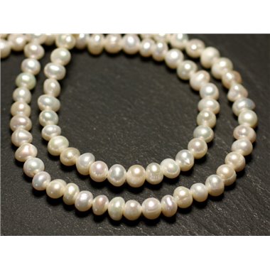 10pc - Perles Culture Eau Douce Boules 4-5mm Blanc irisé - 8741140020924 