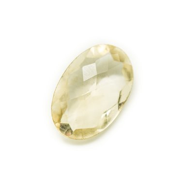 N25 - Cabochon Pierre - Topaze Jaune Facettée Ovale 15x10mm - 8741140019249 