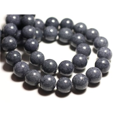 6pc - Perles de Pierre - Jade Boules 12mm Gris Anthracite -  8741140016125 