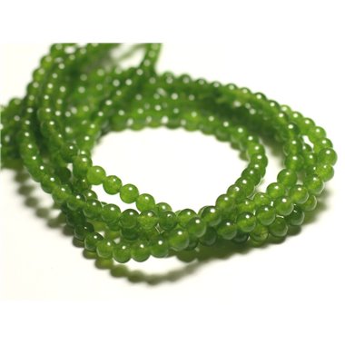 40pc - Perles de Pierre - Jade Boules 4mm Vert Olive -  8741140016026 