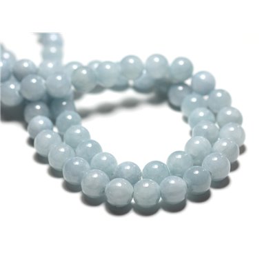 10pc - Perles de Pierre - Jade Boules 8mm Bleu clair Pastel - 8741140014749 