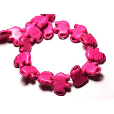 10pc - Perles Turquoise Synthèse reconstituée Elephant 19mm Rose - 8741140009332 