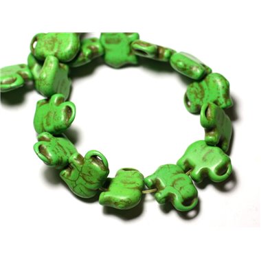 10pc - Perles Turquoise Synthèse reconstituée Elephant 19mm Vert - 8741140009349 