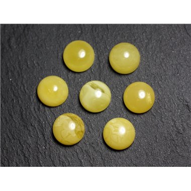 2pc - Cabochons Ambre naturelle Ronds 6mm jaune clair blanc - 8741140003125