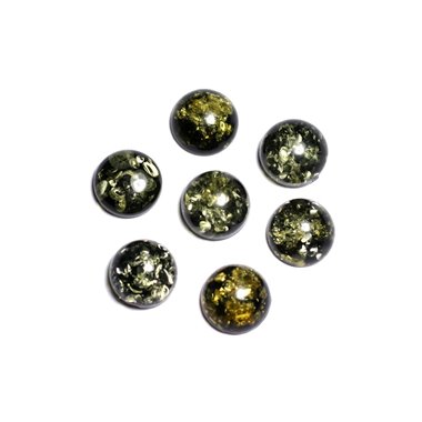 1pc - Cabochon Ambre naturelle Rond 8mm vert noir jaune - 8741140003224