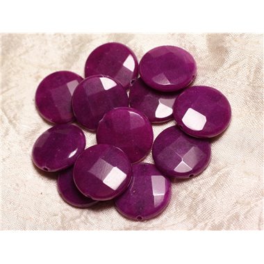 1pc - Perle de Pierre - Jade Violette Palet Facetté 25mm   4558550007216 