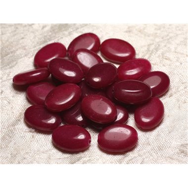 2pc - Perles de Pierre - Jade Ovales 18x13mm Rouge Rose Bordeaux - 4558550015488 