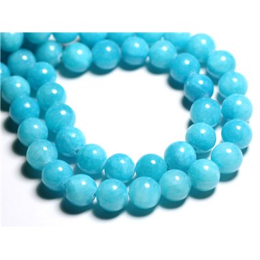 8pc - Perles de Pierre - Jade Boules 12mm Bleu Turquoise - 4558550093196 