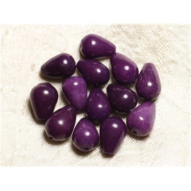 4pc - Perles de Pierre - Jade Gouttes 14x10mm Violet - 4558550082701 