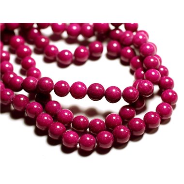 10pc - Perles de Pierre - Jade Boules 8mm Rose Fuchsia - 4558550089656 