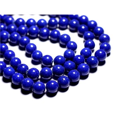 10pc - Perles de Pierre - Jade Boules 10mm Bleu nuit opaque - 4558550089700 