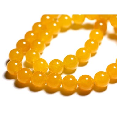 8pc - Perles de Pierre - Jade Boules 12mm Jaune Orange - 4558550089748 