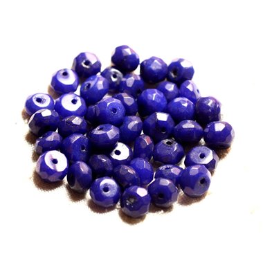 10pc - Perles Pierre - Jade Rondelles Facettées 8x5mm Bleu Roi Nuit Opaque - 4558550008992
